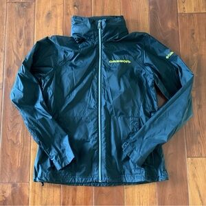 Columbia Embroidered OREGON Ducks M Black Waterproof Shell Raincoat hide-a-hood